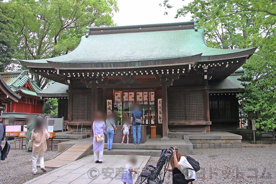 川越氷川神社 安産祈願の御祈祷の行われる拝殿・本殿の様子